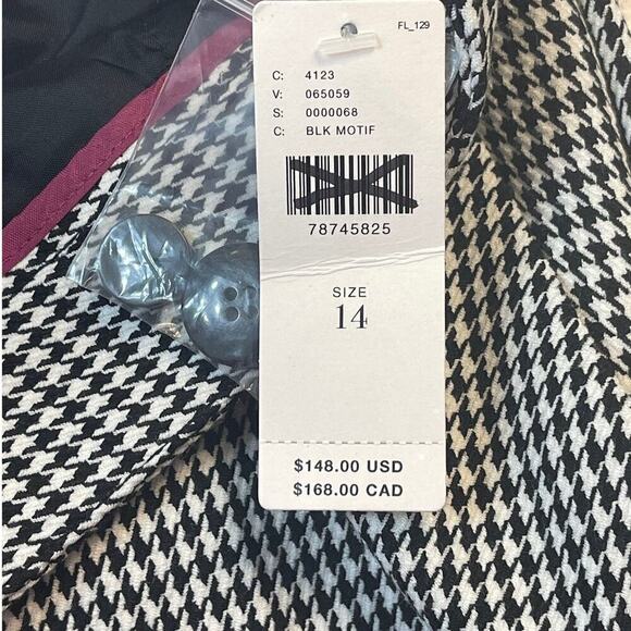 Maeve by Athropologie Houndstooth Wide Leg Flat Front Cuffed Trouser Size 14 NWT - Picture 6 of 9